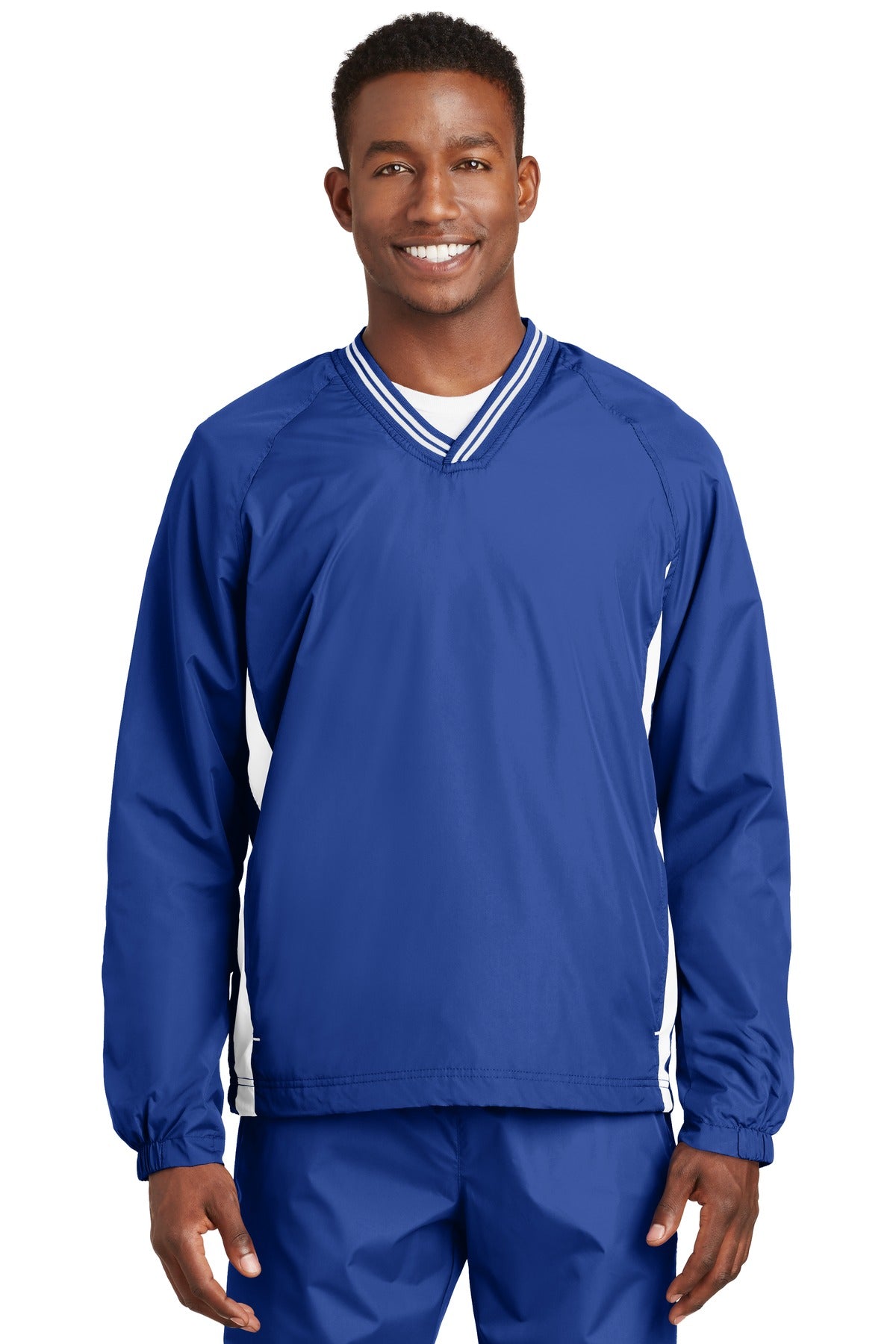 Sport-Tek® Tipped V-Neck Raglan Wind Shirt JST62