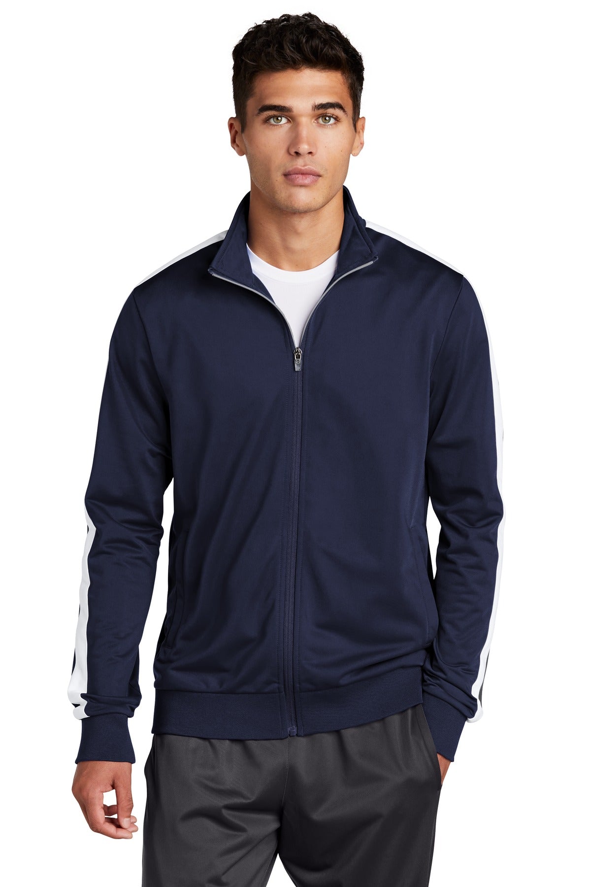 Sport-Tek ® Tricot Sleeve Stripe Track Jacket JST94