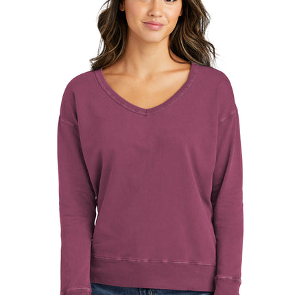 Port & Company ®  Women's Beach Wash ®  Garment-Dyed V-Neck Sweatshirt LPC098V