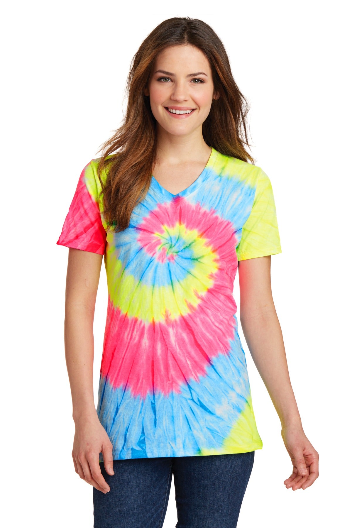 Port & Co™ Women's Tie-Dye V-Neck Tee  LPC147V