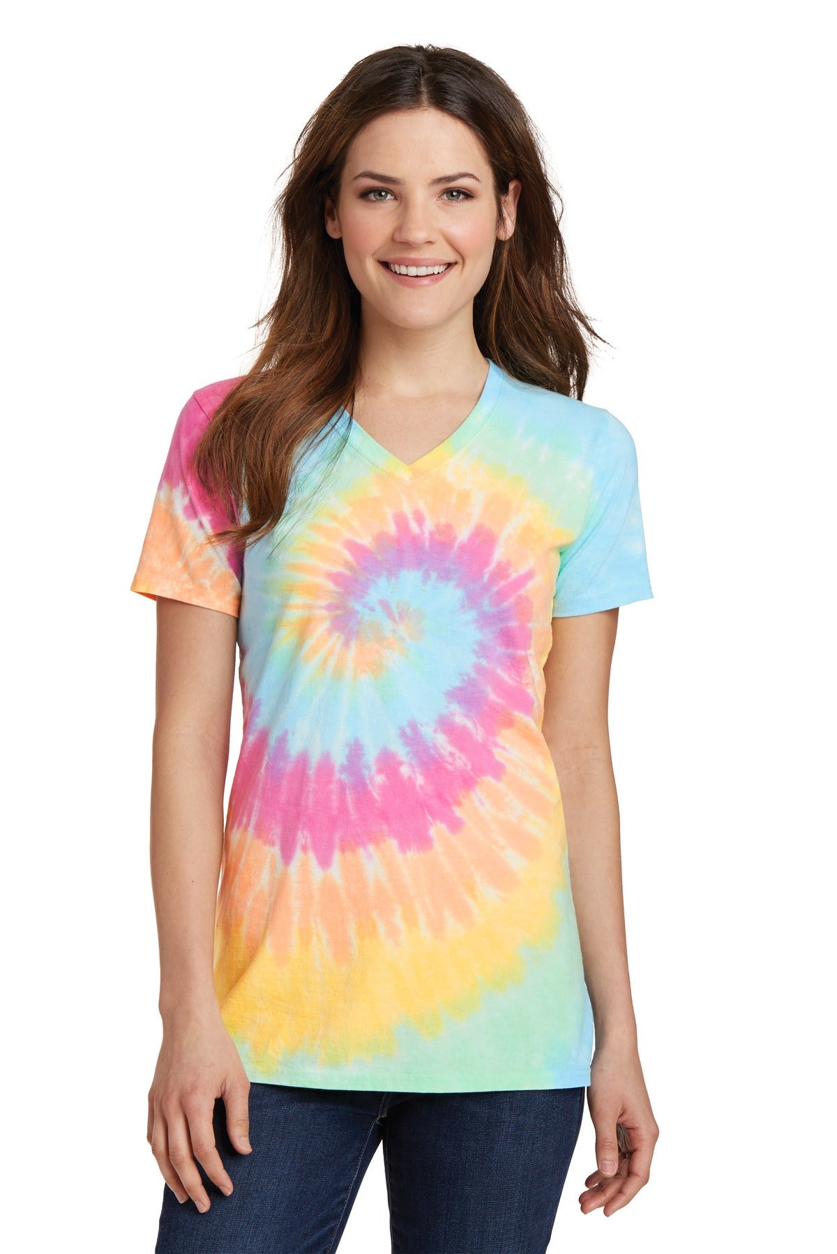 Port & Co™ Women's Tie-Dye V-Neck Tee  LPC147V