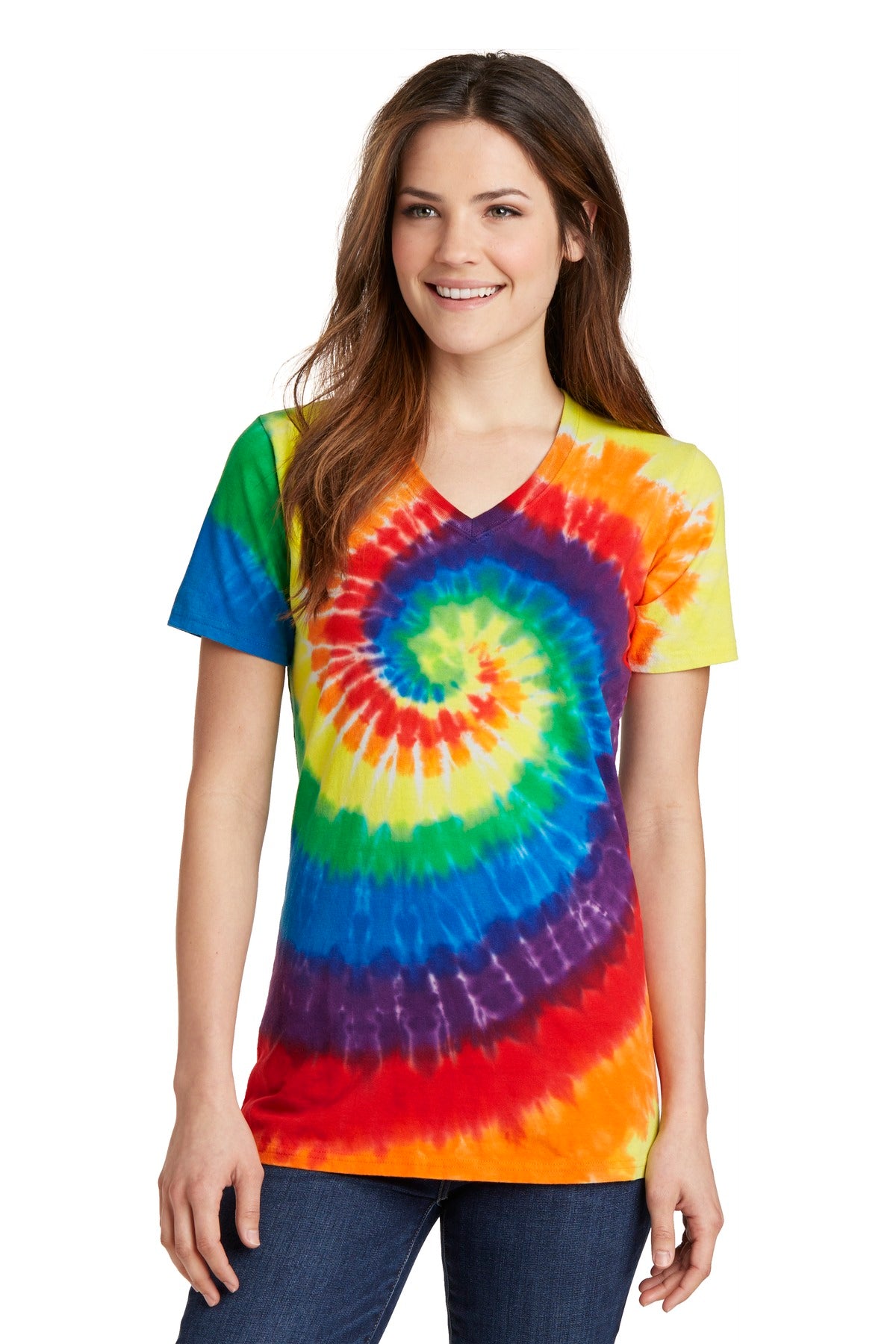 Port & Co™ Women's Tie-Dye V-Neck Tee  LPC147V