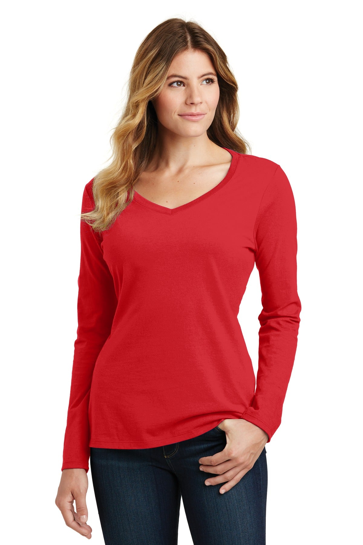 Port & Co™ Women's Long Sleeve Fan Favorite V-Neck Tee LPC450VLS