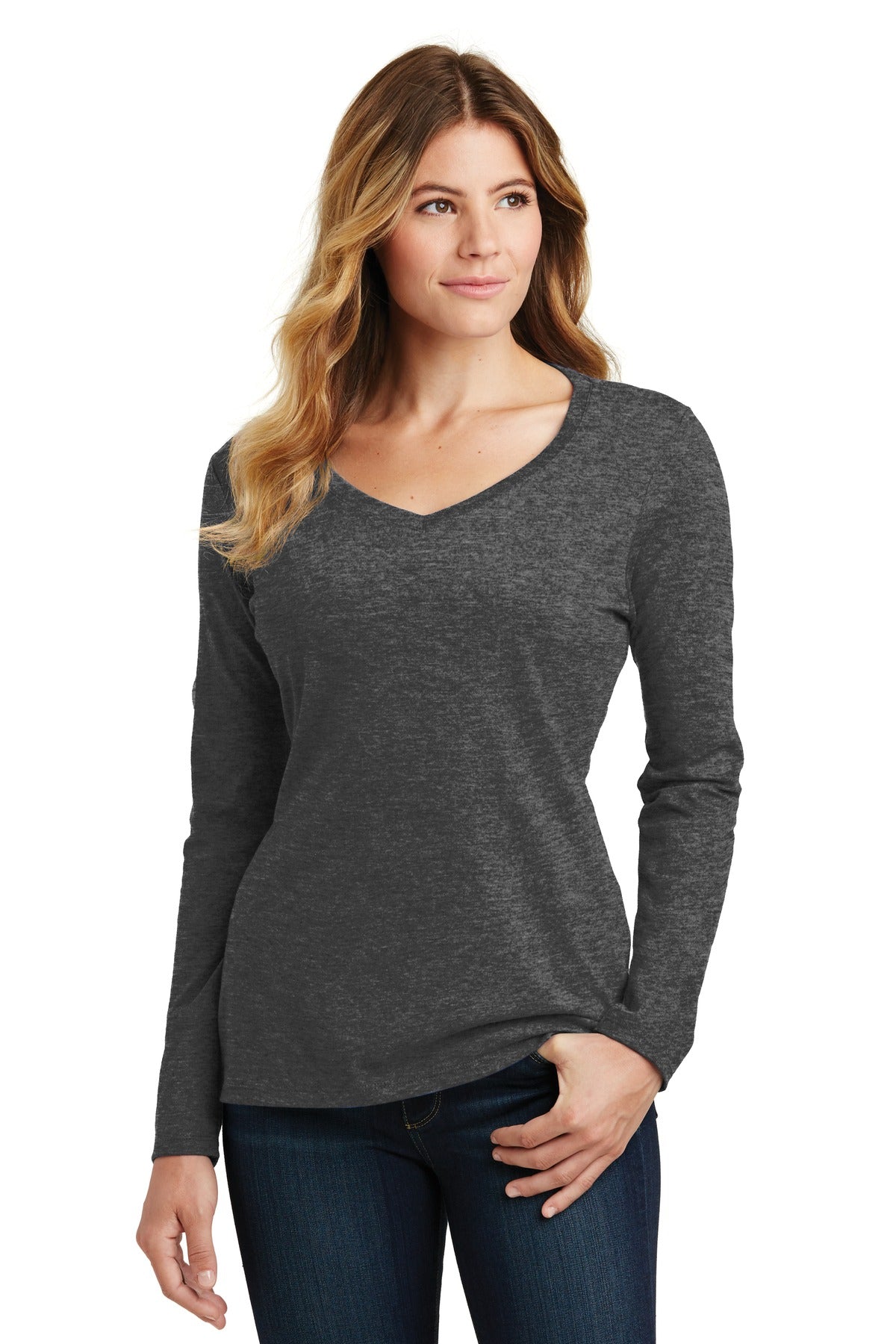 Port & Co™ Women's Long Sleeve Fan Favorite V-Neck Tee LPC450VLS