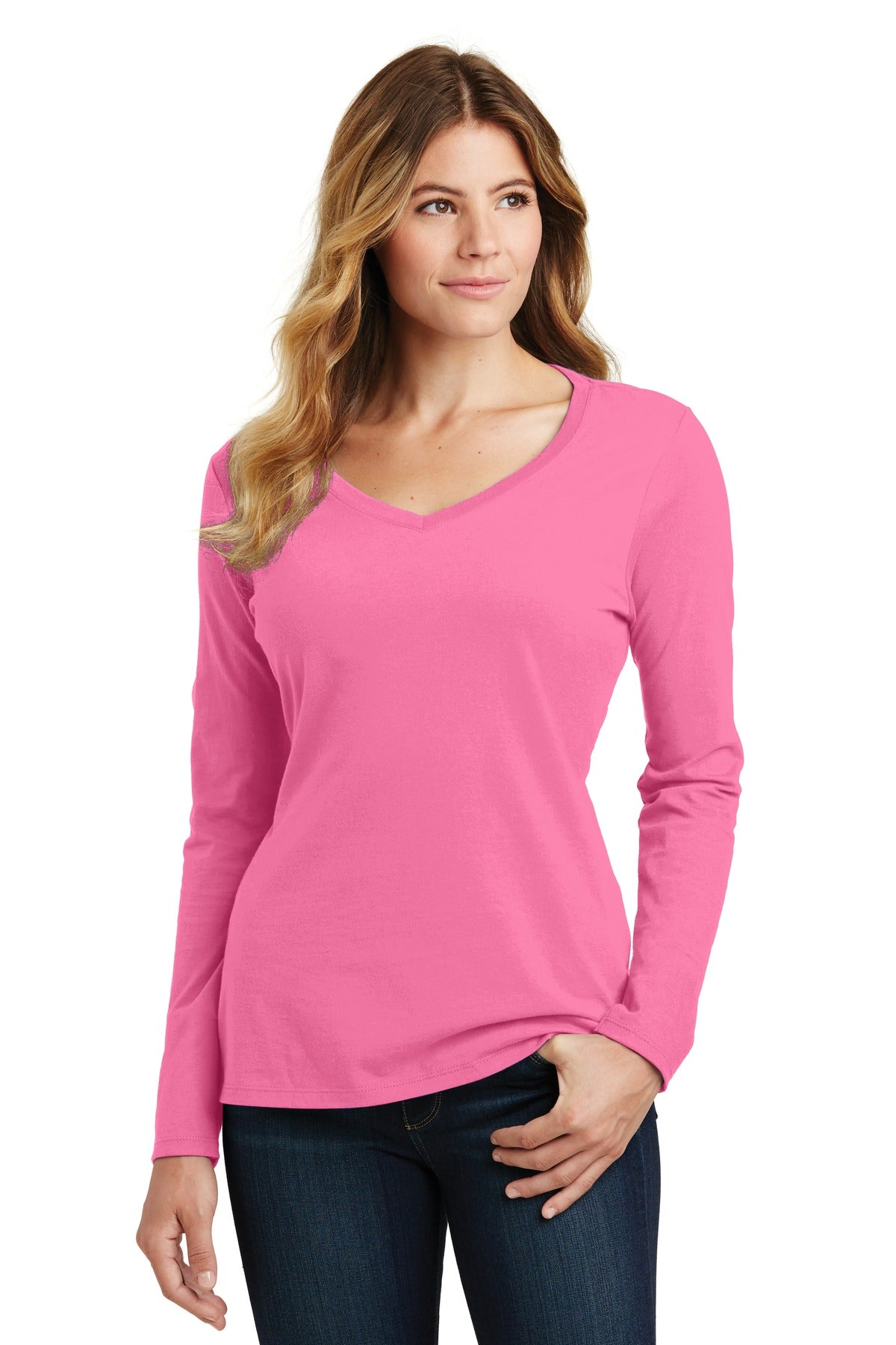 Port & Co™ Women's Long Sleeve Fan Favorite V-Neck Tee LPC450VLS