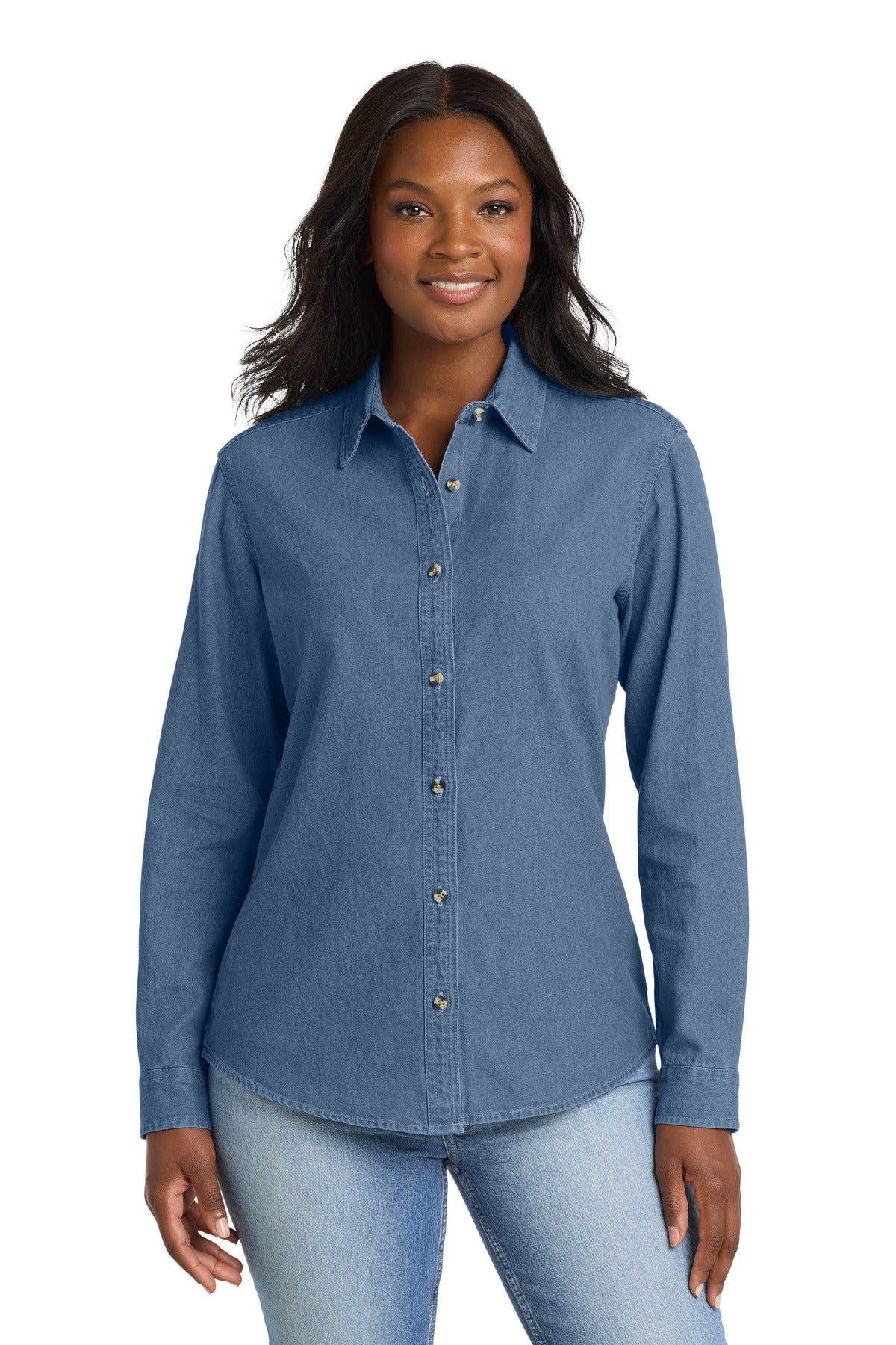 Port & Co Women's Long Sleeve Value Denim Shirt LSP10