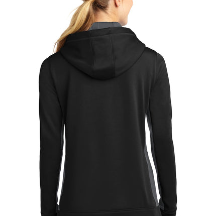 Sport-Tek ® Heather Colorblock Raglan Hooded Wind Jacket. JST40
