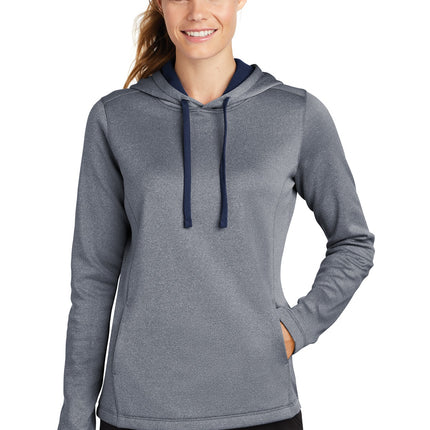 Sport-Tek  ®  Women's PosiCharge  ®  Sport-Wick  ®  Heather Fleece Hooded Pullover. LST264