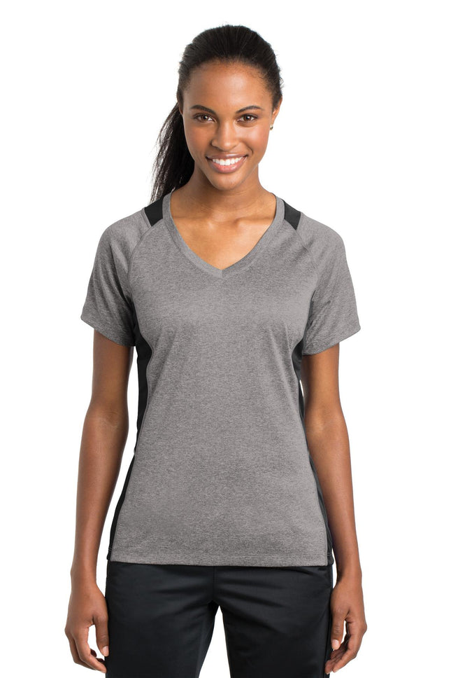 Sport-Tek ®  Women's Heather Colorblock Contender   V-Neck Tee. LST361