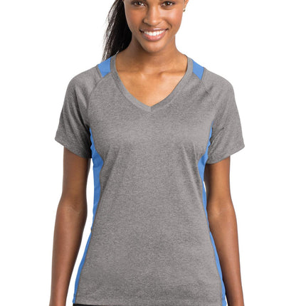 Sport-Tek ®  Women's Heather Colorblock Contender   V-Neck Tee. LST361