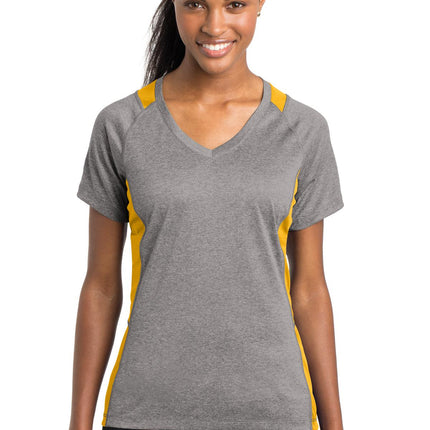 Sport-Tek ®  Women's Heather Colorblock Contender   V-Neck Tee. LST361