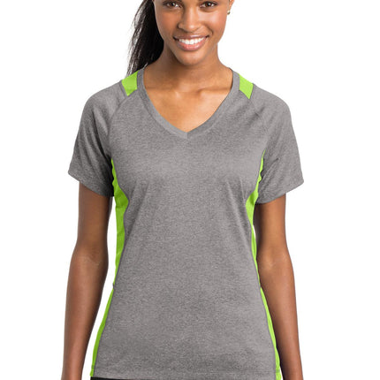 Sport-Tek ®  Women's Heather Colorblock Contender   V-Neck Tee. LST361