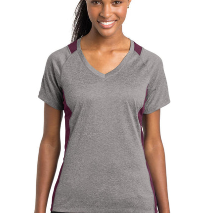 Sport-Tek ®  Women's Heather Colorblock Contender   V-Neck Tee. LST361