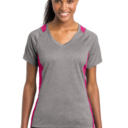 Sport-Tek ®  Women's Heather Colorblock Contender   V-Neck Tee. LST361
