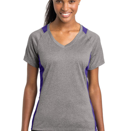 Sport-Tek ®  Women's Heather Colorblock Contender   V-Neck Tee. LST361