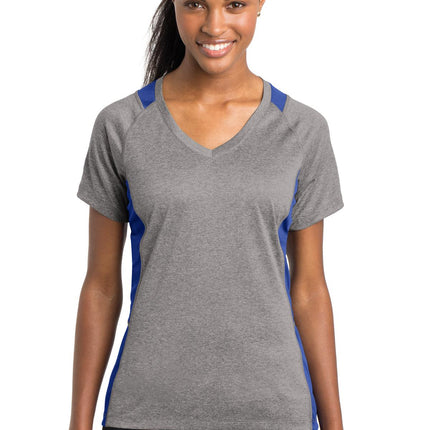 Sport-Tek ®  Women's Heather Colorblock Contender   V-Neck Tee. LST361