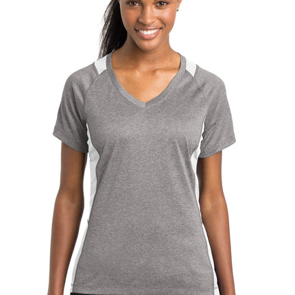 Sport-Tek ®  Women's Heather Colorblock Contender   V-Neck Tee. LST361