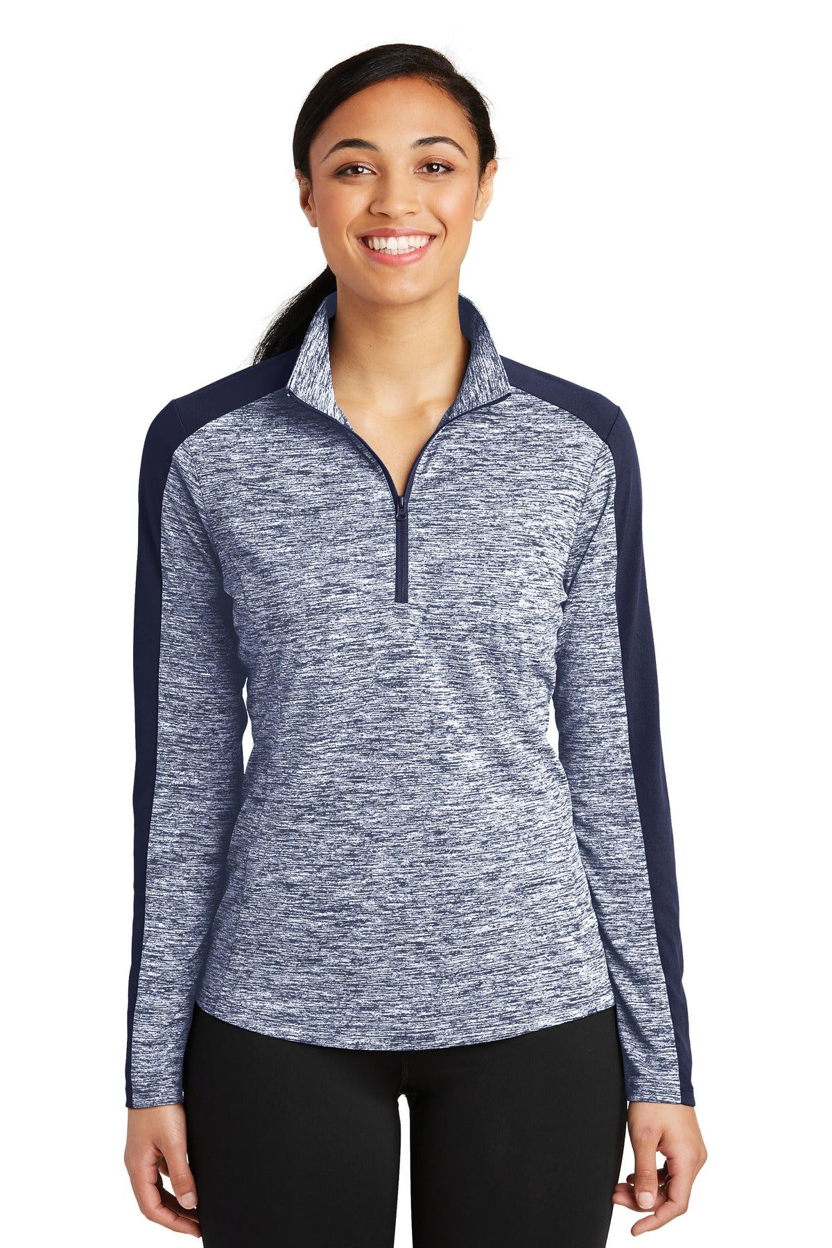 Sport-Tek® Women's PosiCharge® Electric Heather Colorblock 1/4-Zip Pullover LST397