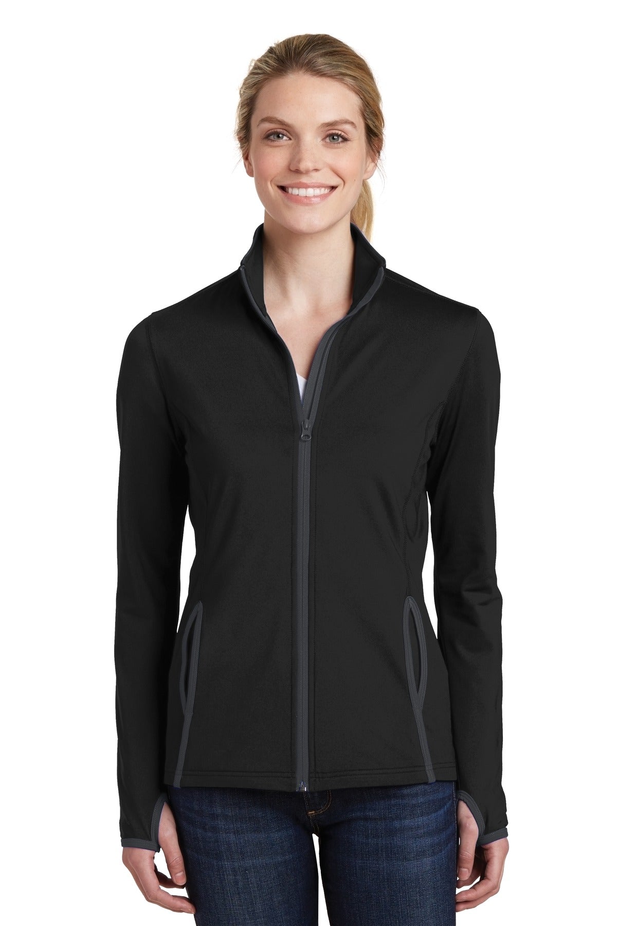 Sport-Tek® Women's Sport-Wick® Stretch Contrast Full-Zip Jacket LST853