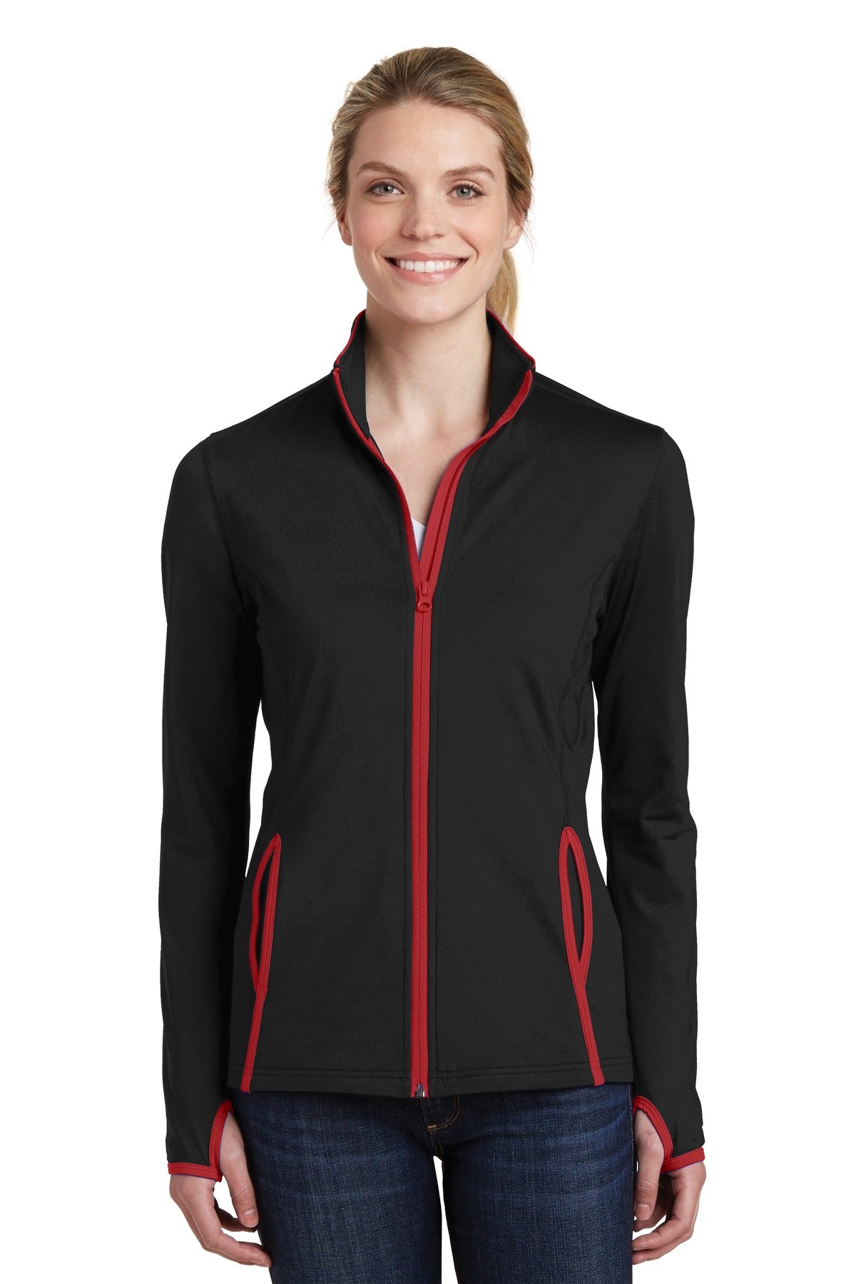 Sport-Tek® Women's Sport-Wick® Stretch Contrast Full-Zip Jacket LST853