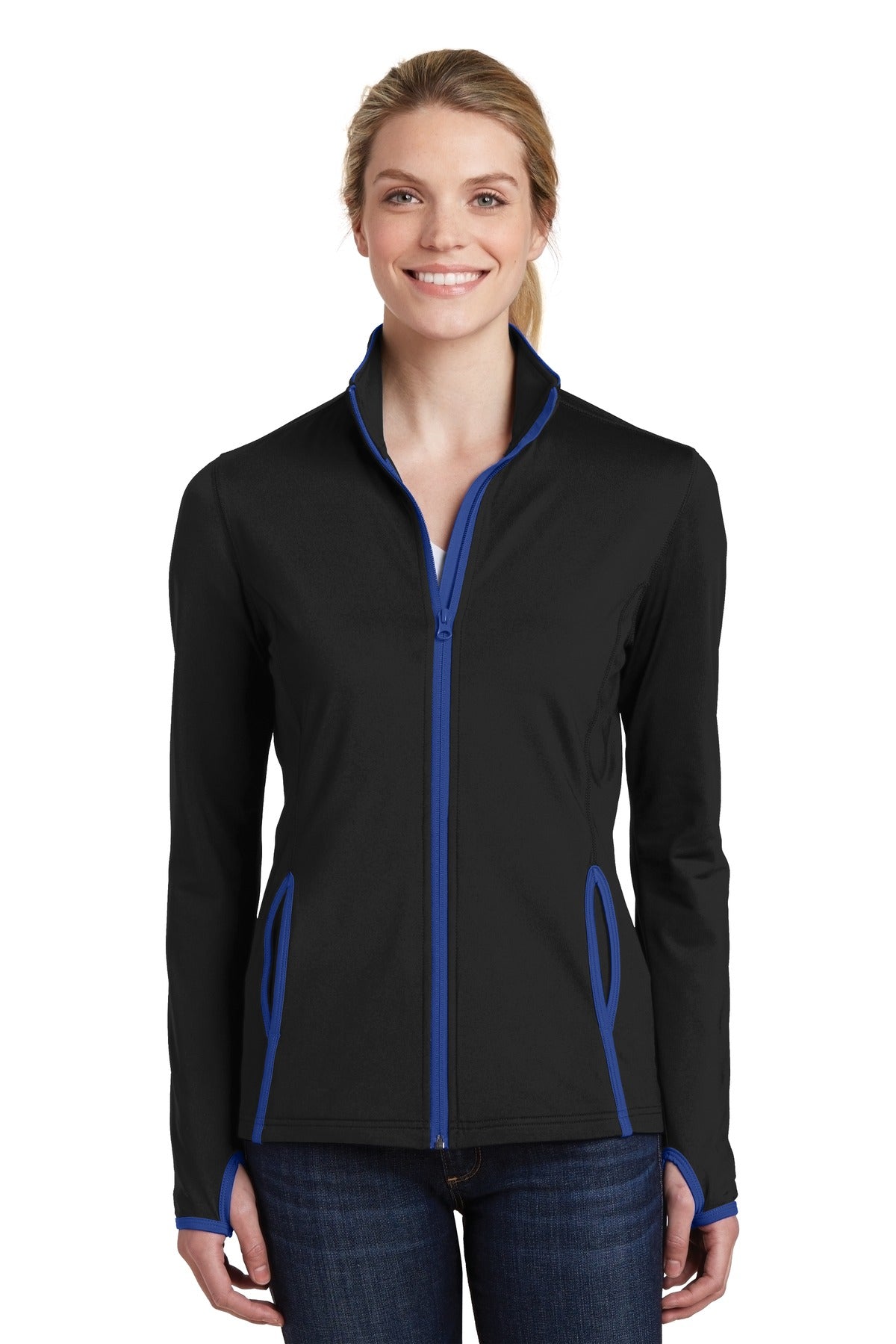 Sport-Tek® Women's Sport-Wick® Stretch Contrast Full-Zip Jacket LST853