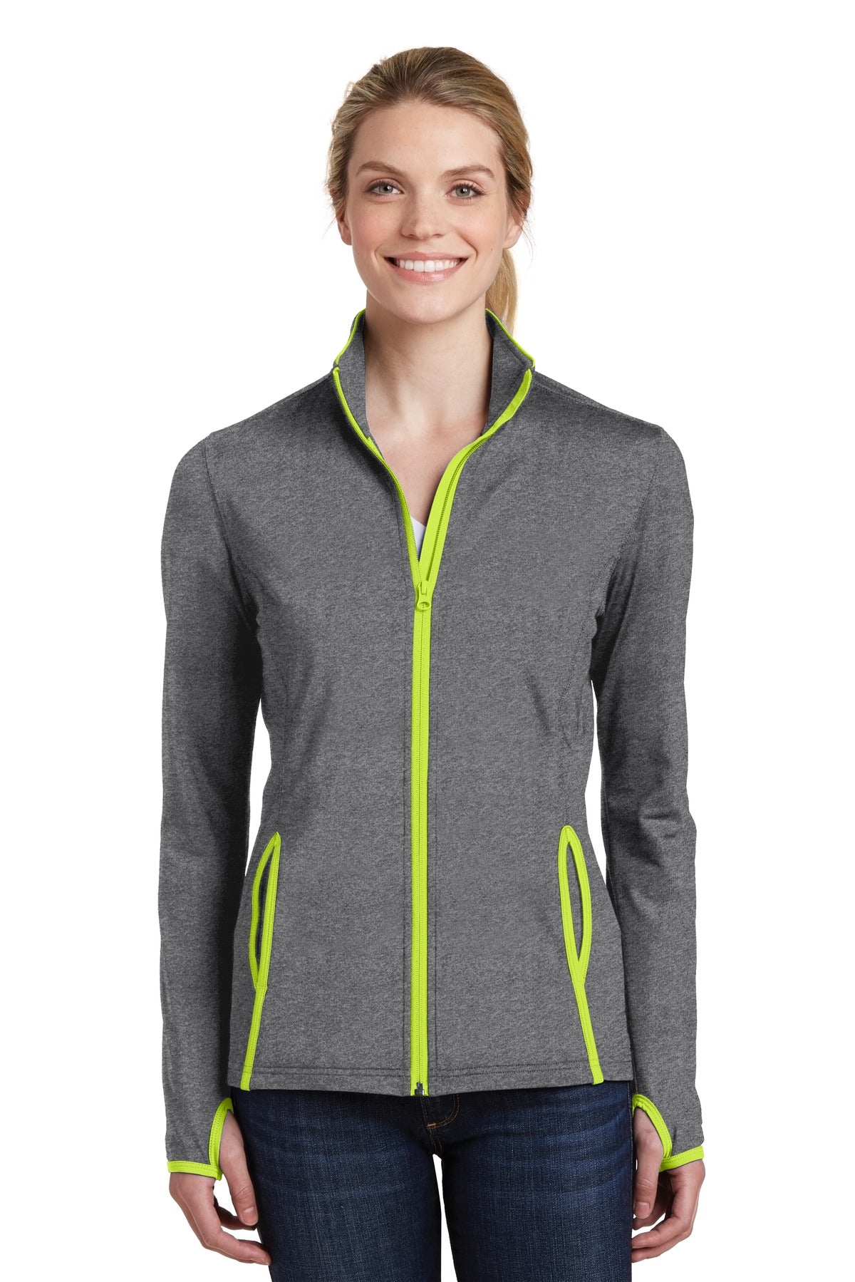 Sport-Tek® Women's Sport-Wick® Stretch Contrast Full-Zip Jacket LST853