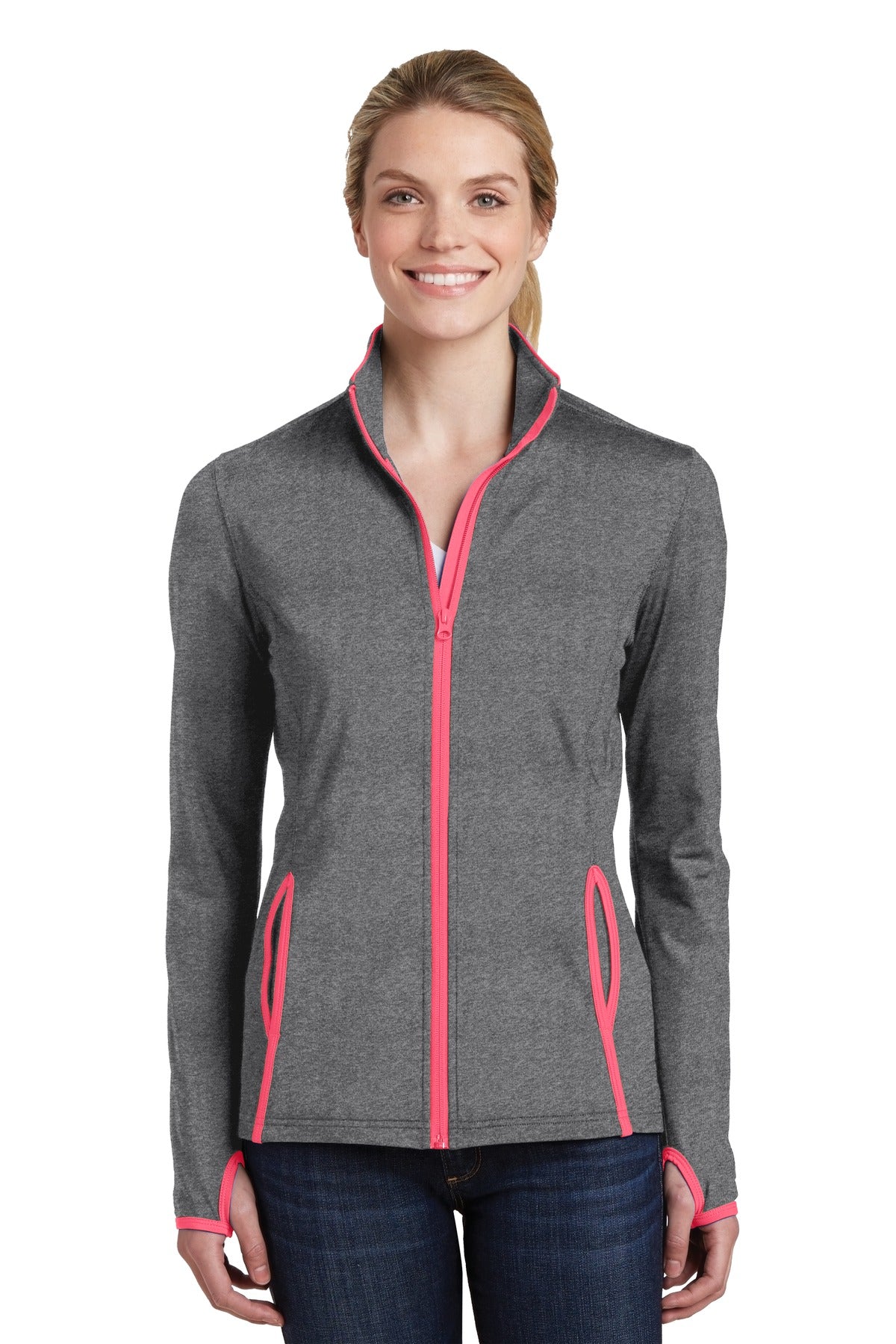 Sport-Tek® Women's Sport-Wick® Stretch Contrast Full-Zip Jacket LST853