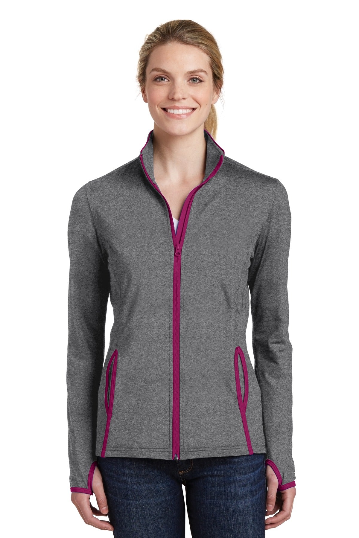 Sport-Tek® Women's Sport-Wick® Stretch Contrast Full-Zip Jacket LST853