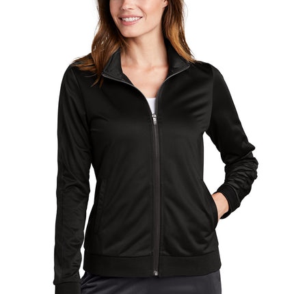 Sport-Tek  ®  Ladies Tricot Sleeve Stripe Track Jacket. LST94