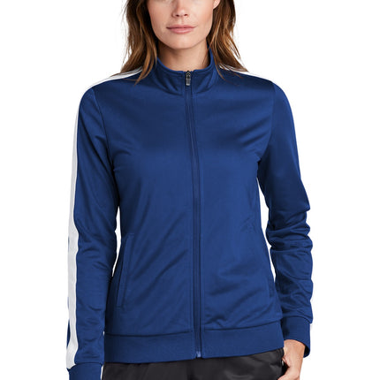 Sport-Tek  ®  Ladies Tricot Sleeve Stripe Track Jacket. LST94
