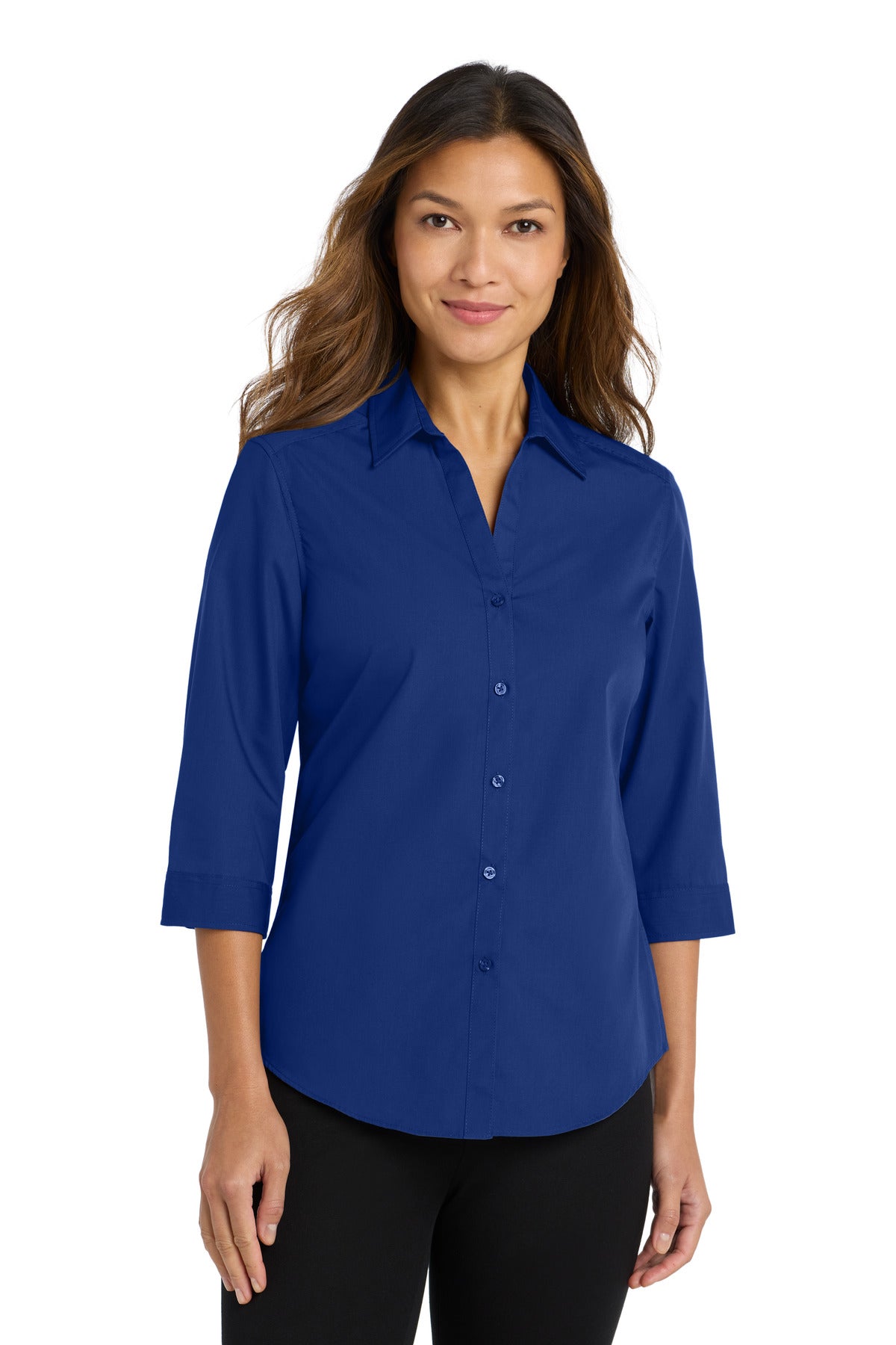 Port Authority® Women's 3/4-Sleeve Carefree Poplin Shirt LW102