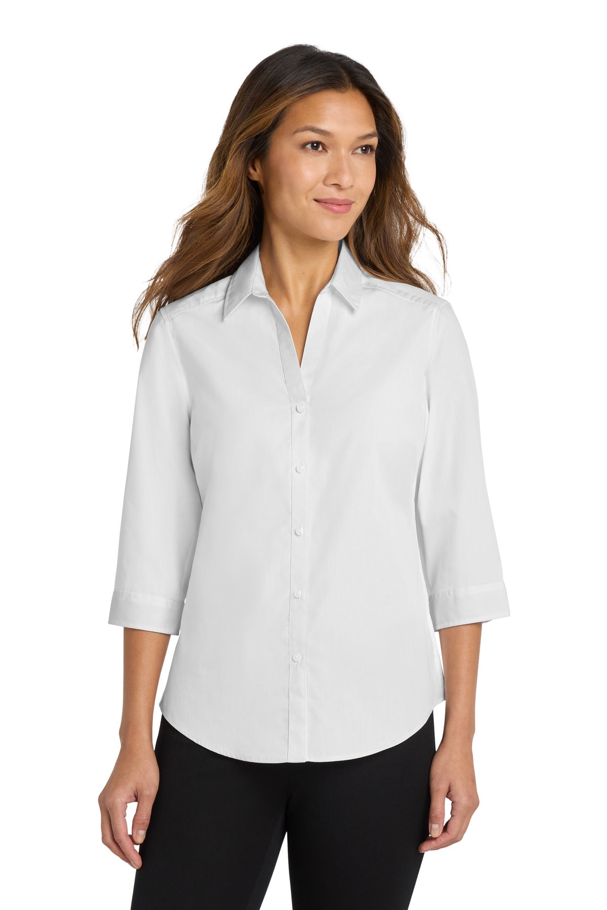Port Authority® Women's 3/4-Sleeve Carefree Poplin Shirt LW102
