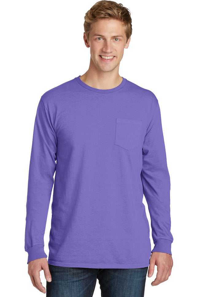 Port & Company ®  Beach Wash ®  Garment-Dyed Long Sleeve Pocket Tee  PC099LSP