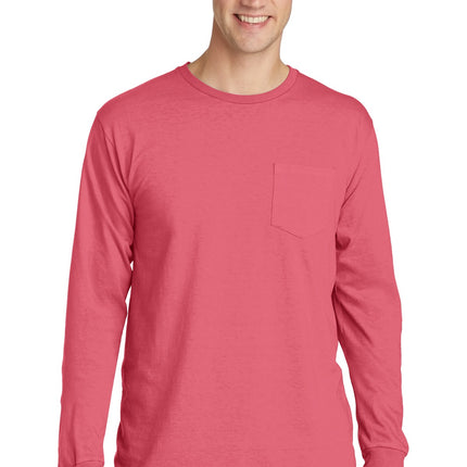 Port & Company ®  Beach Wash ®  Garment-Dyed Long Sleeve Pocket Tee  PC099LSP