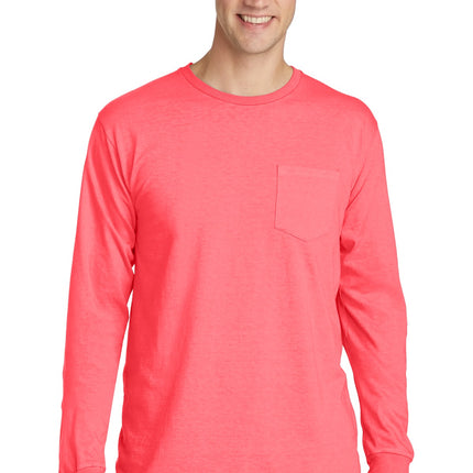 Port & Company ®  Beach Wash ®  Garment-Dyed Long Sleeve Pocket Tee  PC099LSP