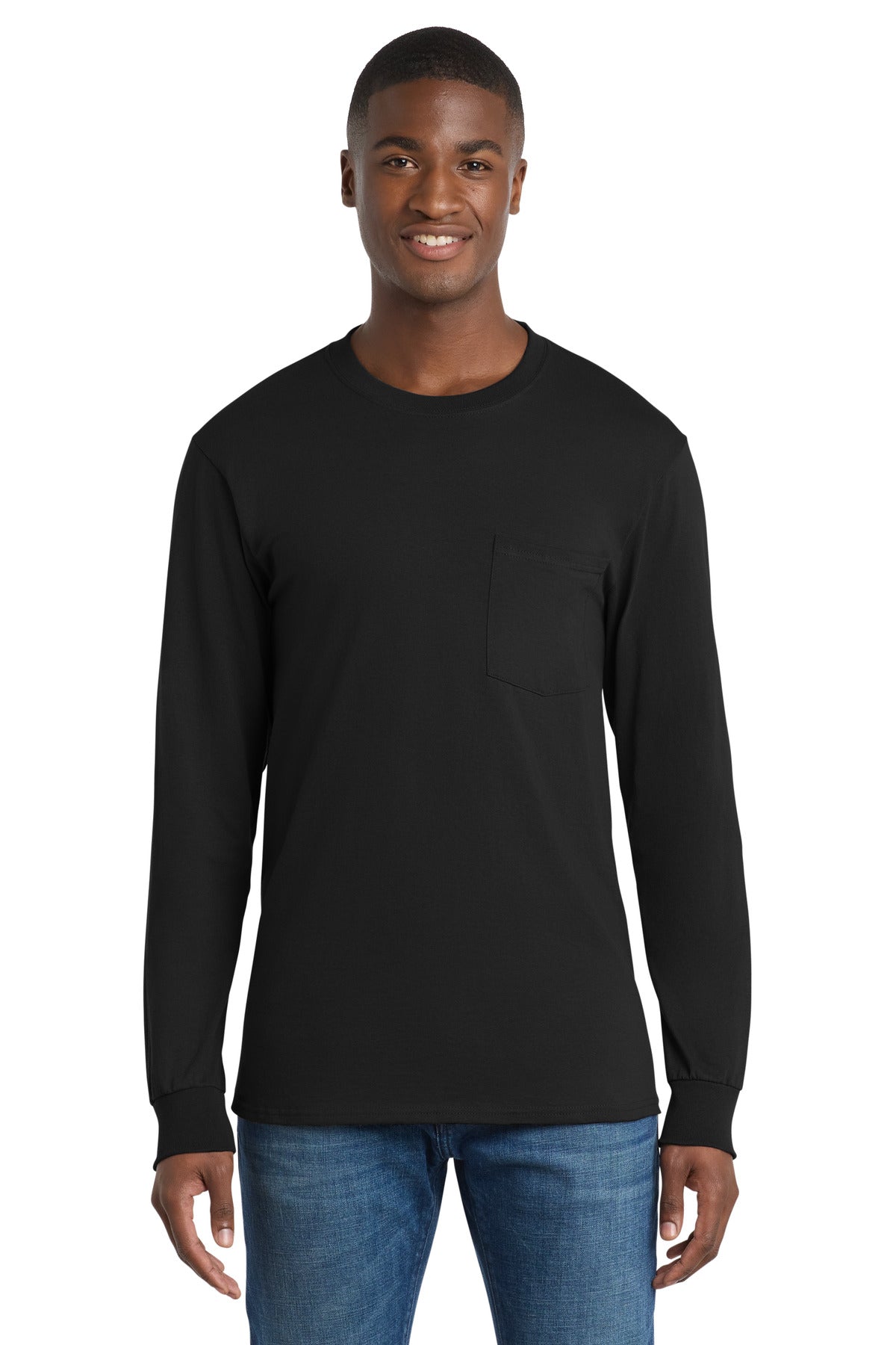 Port & Co™ Tall Long Sleeve Essential Pocket Tee PC61LSPT