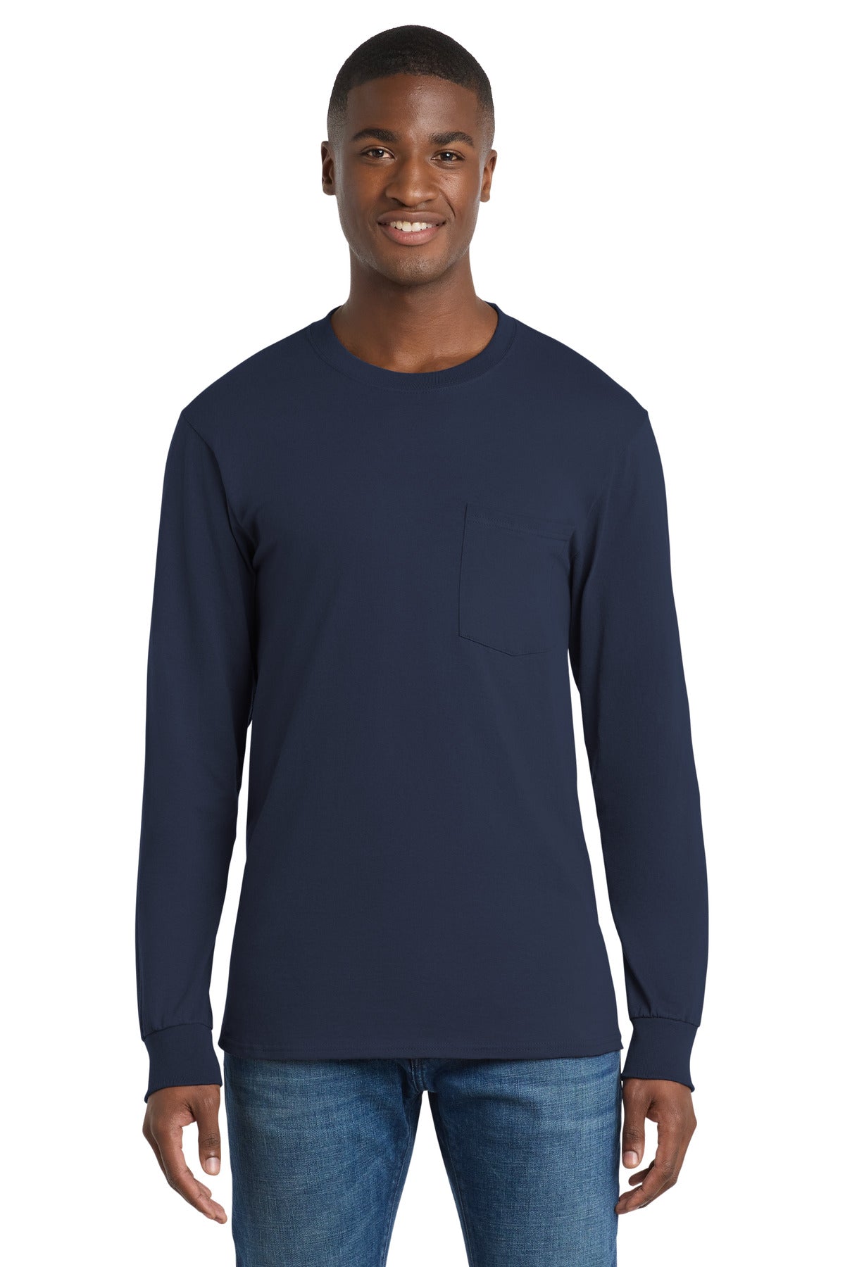 Port & Co™ Tall Long Sleeve Essential Pocket Tee PC61LSPT