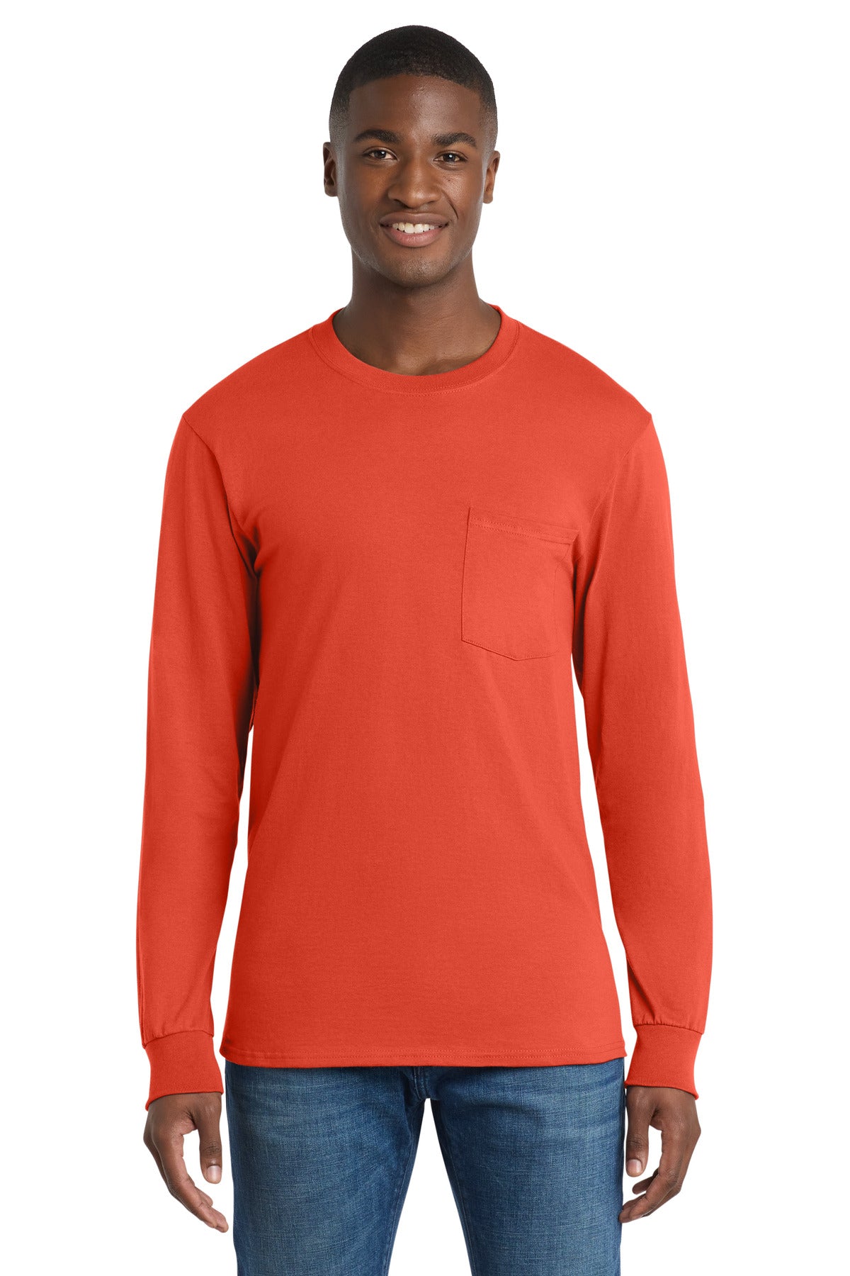Port & Co™ Tall Long Sleeve Essential Pocket Tee PC61LSPT
