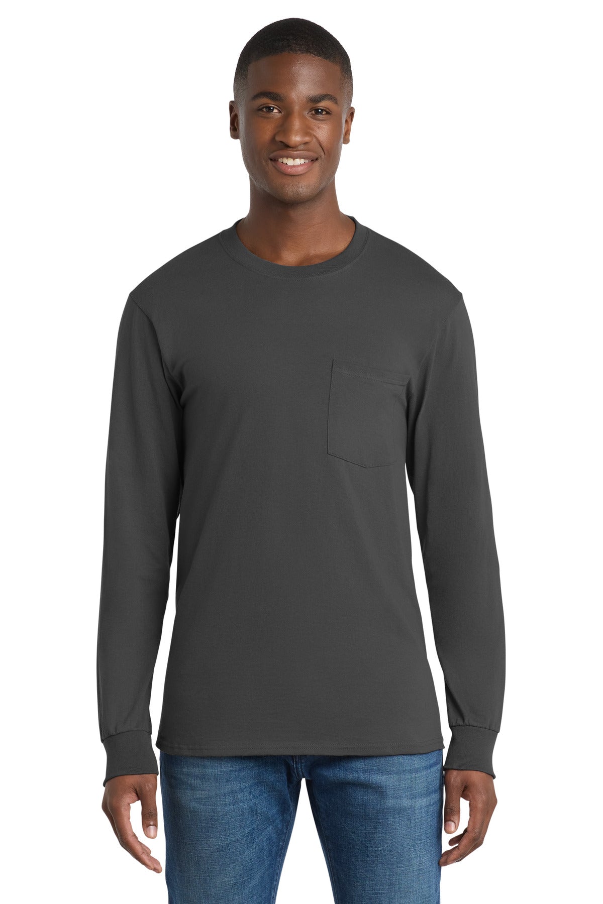 Port & Co™ Long Sleeve Essential Pocket Tee  PC61LSP