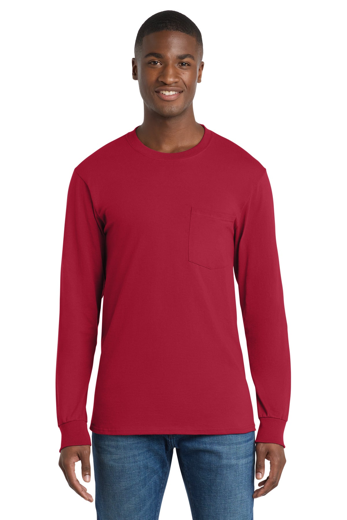 Port & Co™ Long Sleeve Essential Pocket Tee  PC61LSP