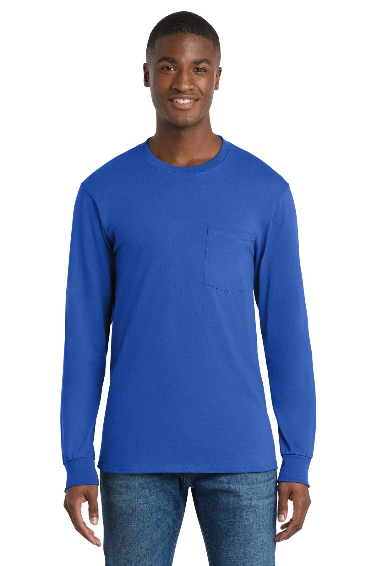 Port & Co™ Long Sleeve Essential Pocket Tee  PC61LSP
