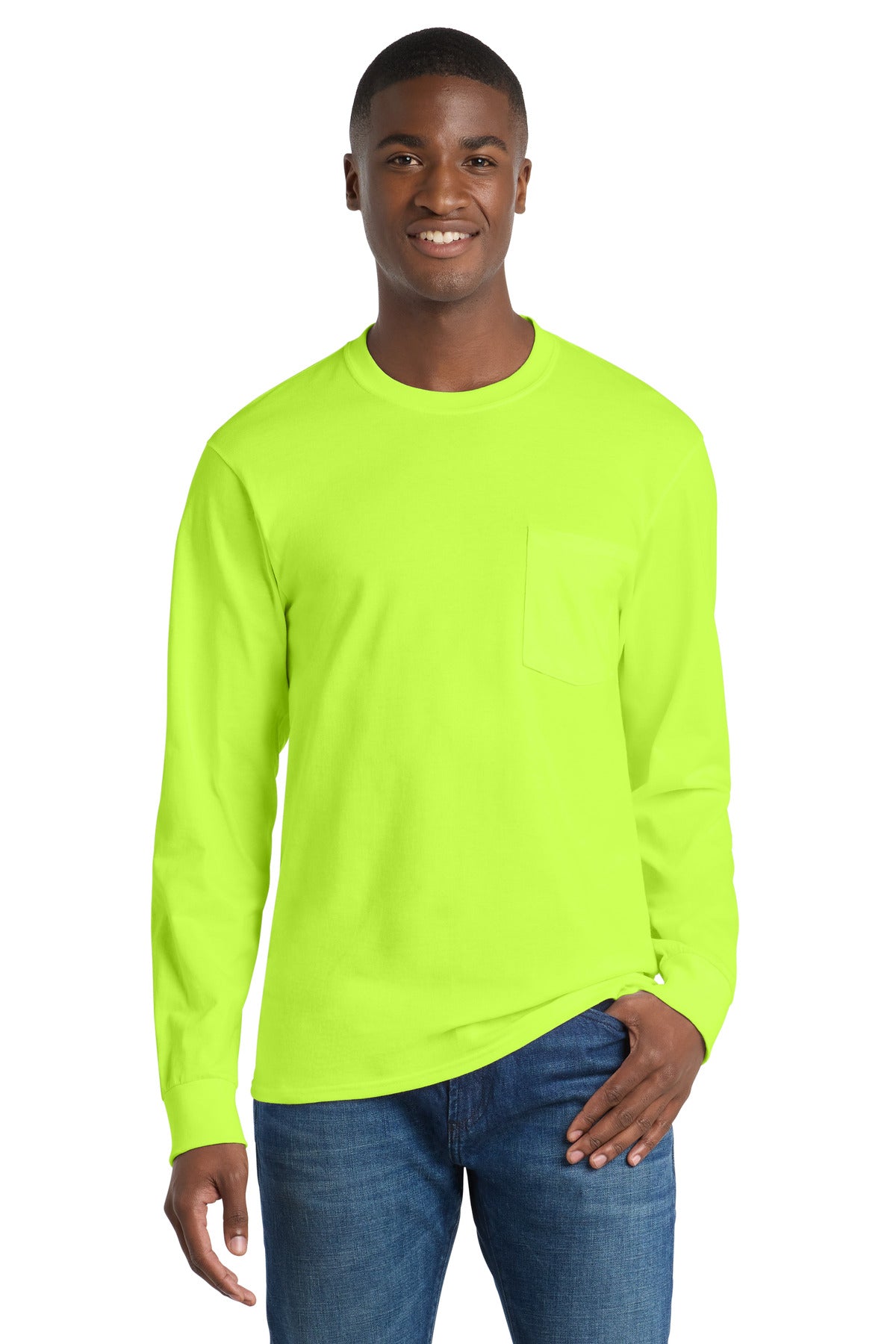 Port & Co™ Long Sleeve Essential Pocket Tee  PC61LSP