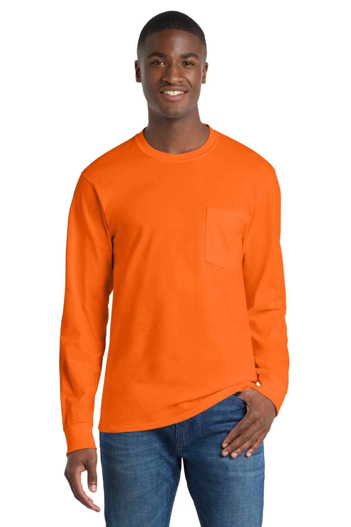 Port & Co™ Long Sleeve Essential Pocket Tee  PC61LSP