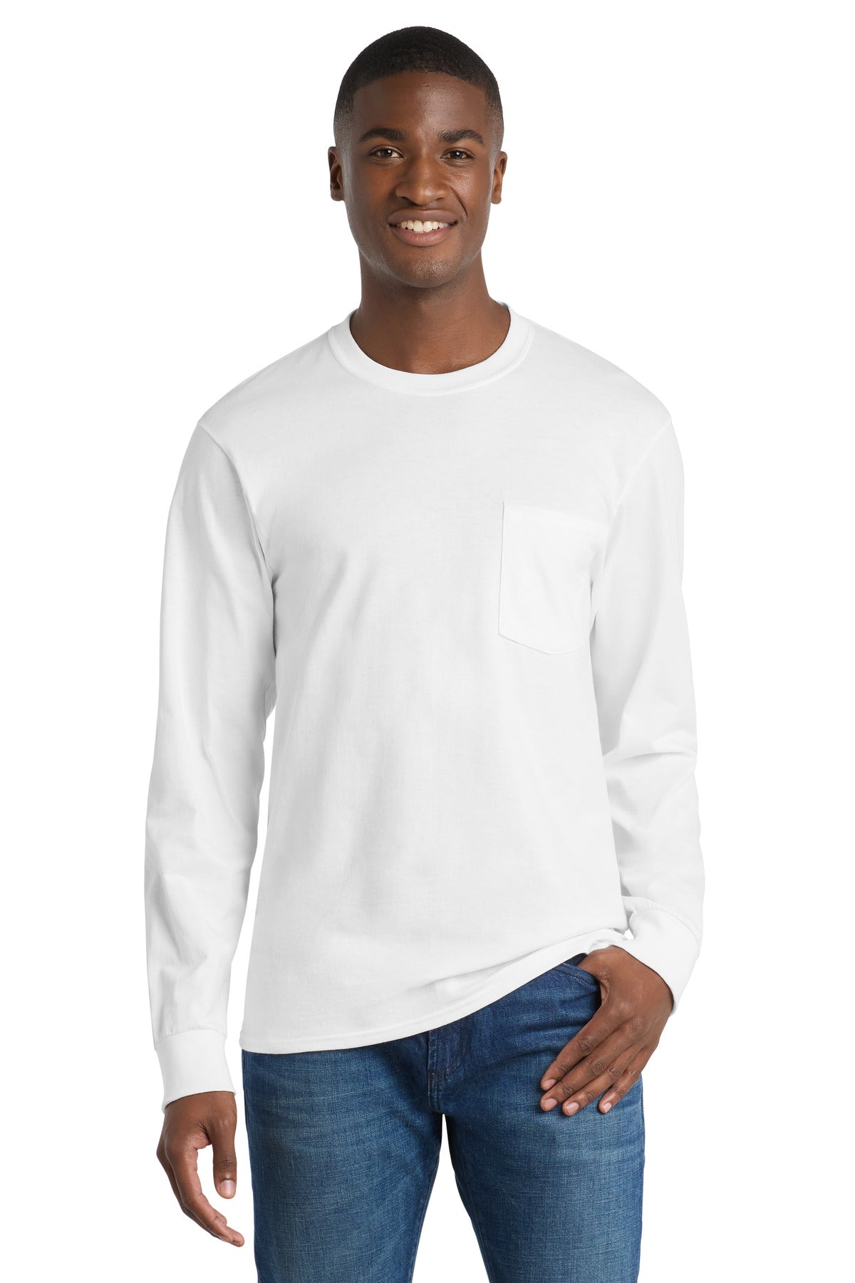 Port & Co™ Long Sleeve Essential Pocket Tee  PC61LSP