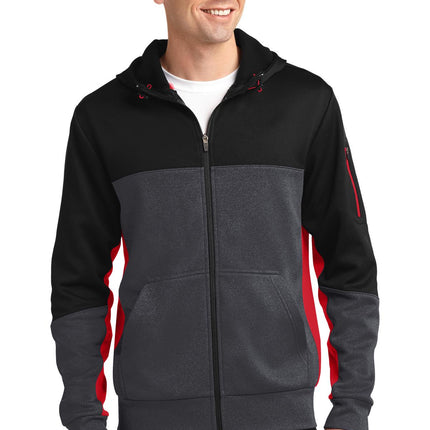 Sport-Tek ®  Tech Fleece Colorblock Full-Zip Hooded Jacket. ST245