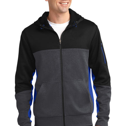 Sport-Tek ®  Tech Fleece Colorblock Full-Zip Hooded Jacket. ST245