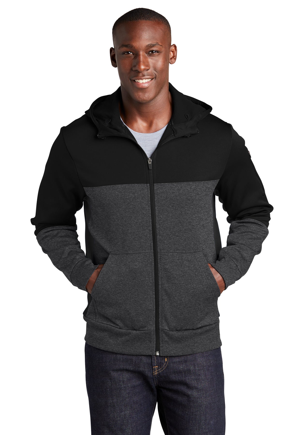 Sport-Tek® Tech Fleece Colorblock Full-Zip Hooded Jacket ST245