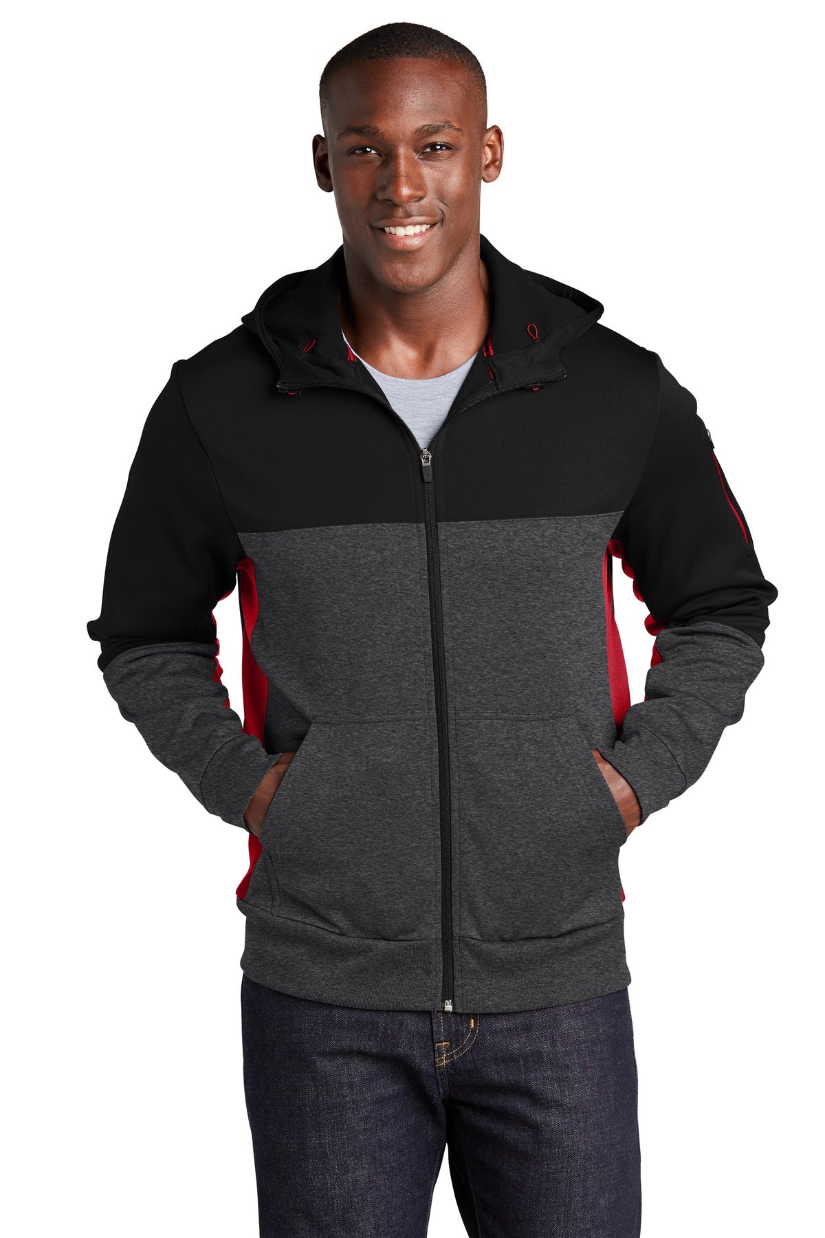 Sport-Tek® Tech Fleece Colorblock Full-Zip Hooded Jacket ST245