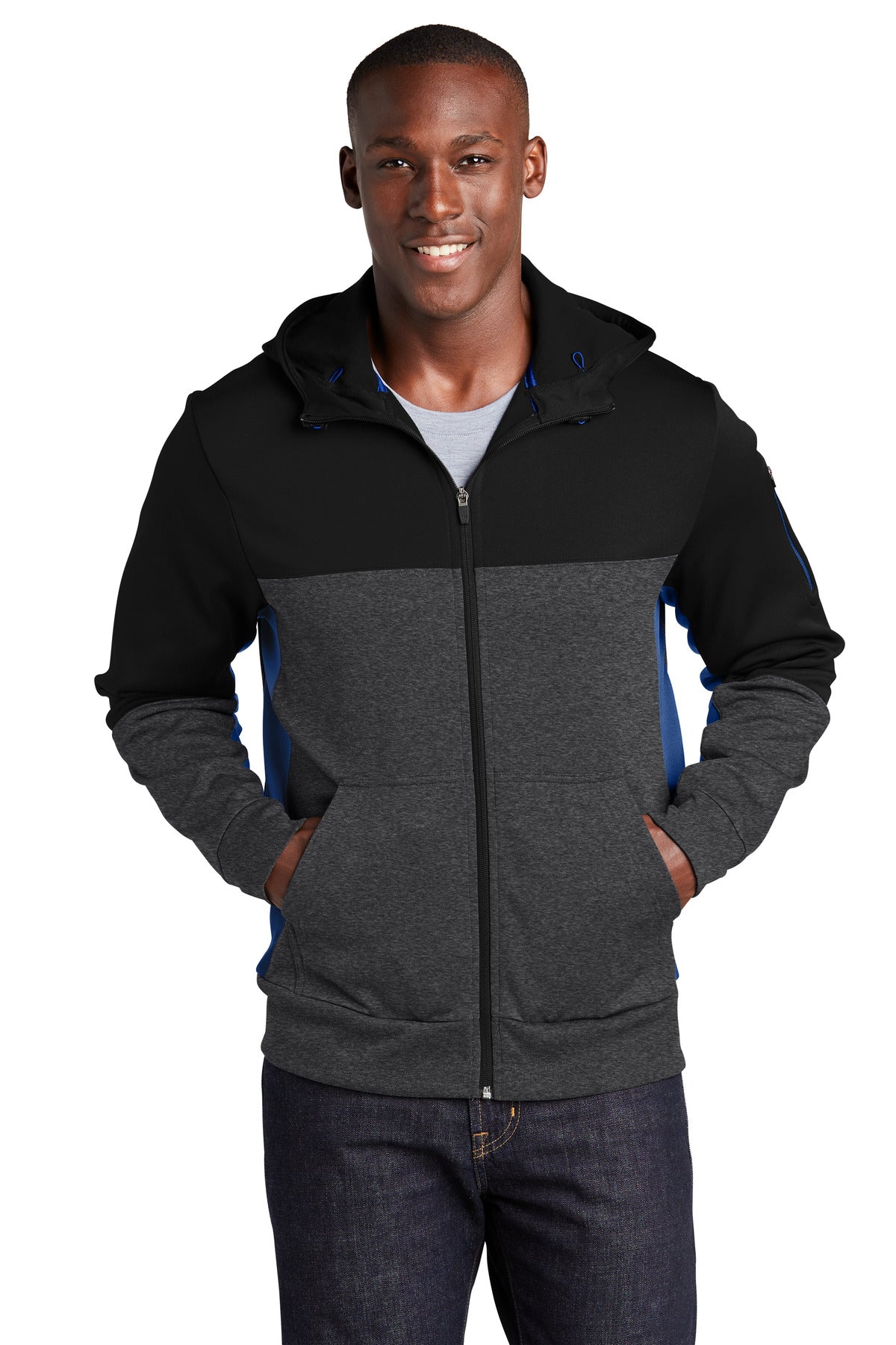 Sport-Tek® Tech Fleece Colorblock Full-Zip Hooded Jacket ST245
