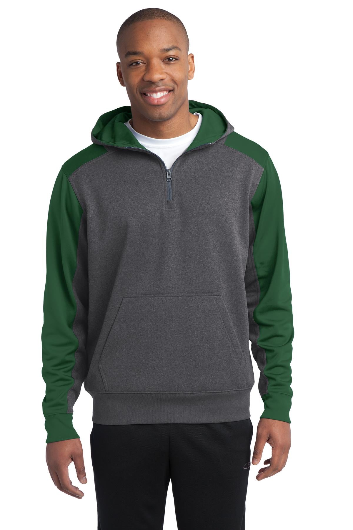 Sport-Tek®  Tech Fleece Colorblock 1/4-Zip Hooded Sweatshirt ST249